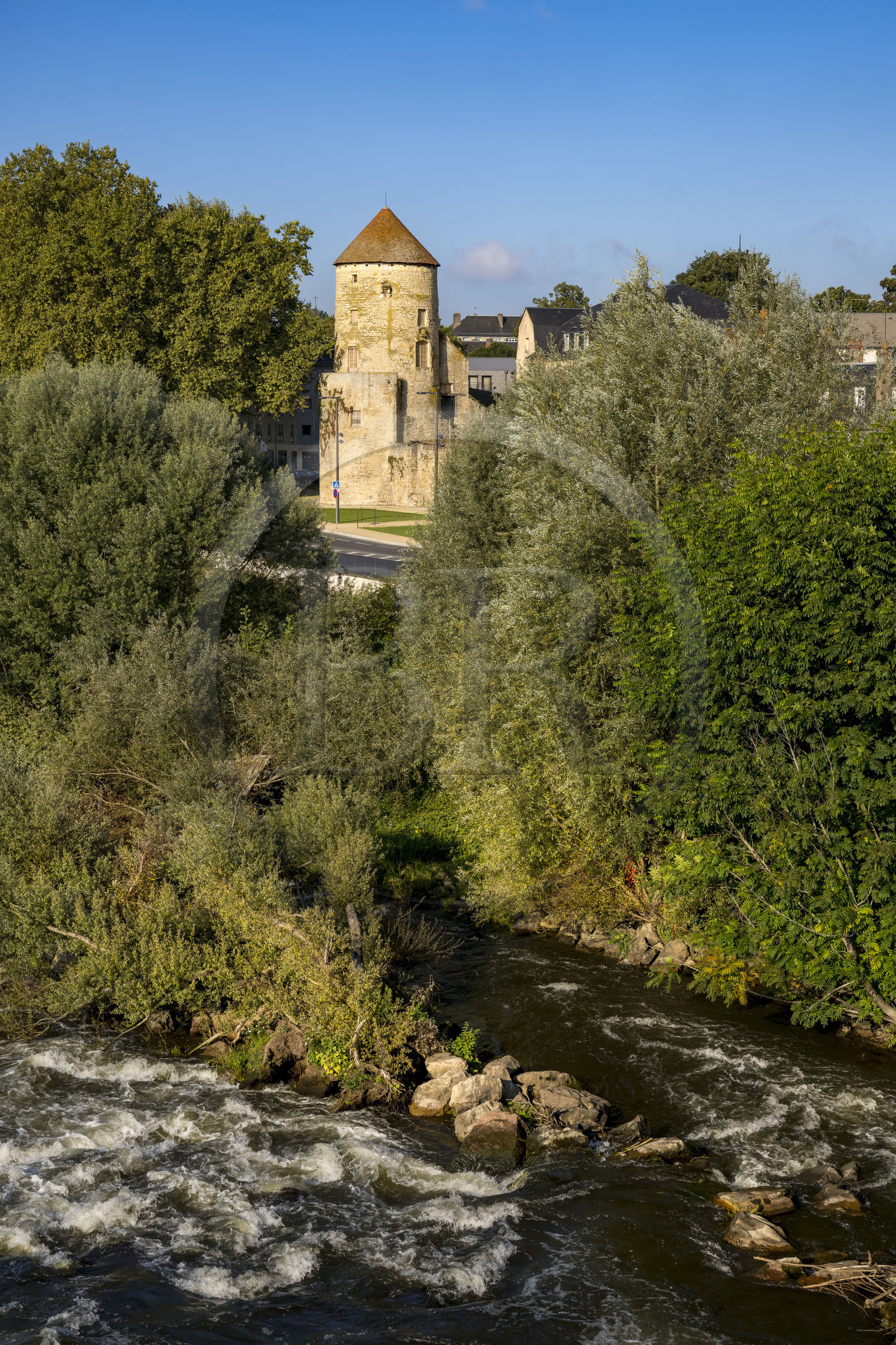 France, Nièvre, Nevers, the rampart Goguin tower and the Loire river