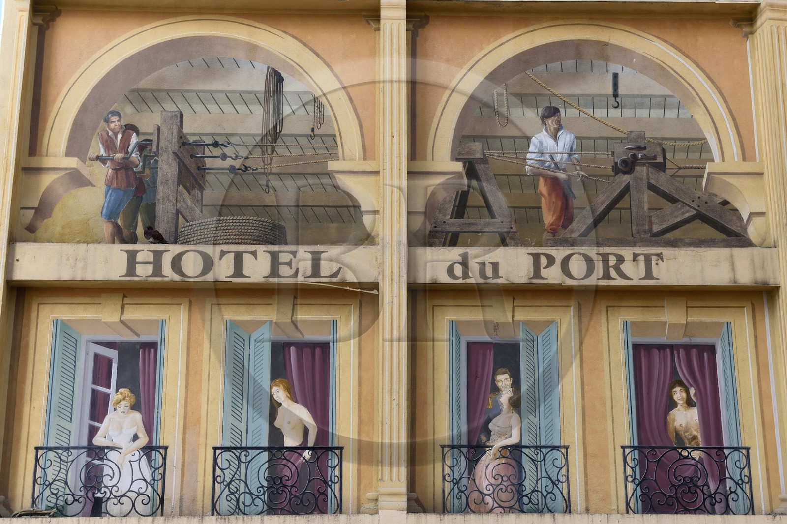 France, Var, Toulon, little Chicago district, rue Chevalier Paul, trompe l’oeil evoking brothels