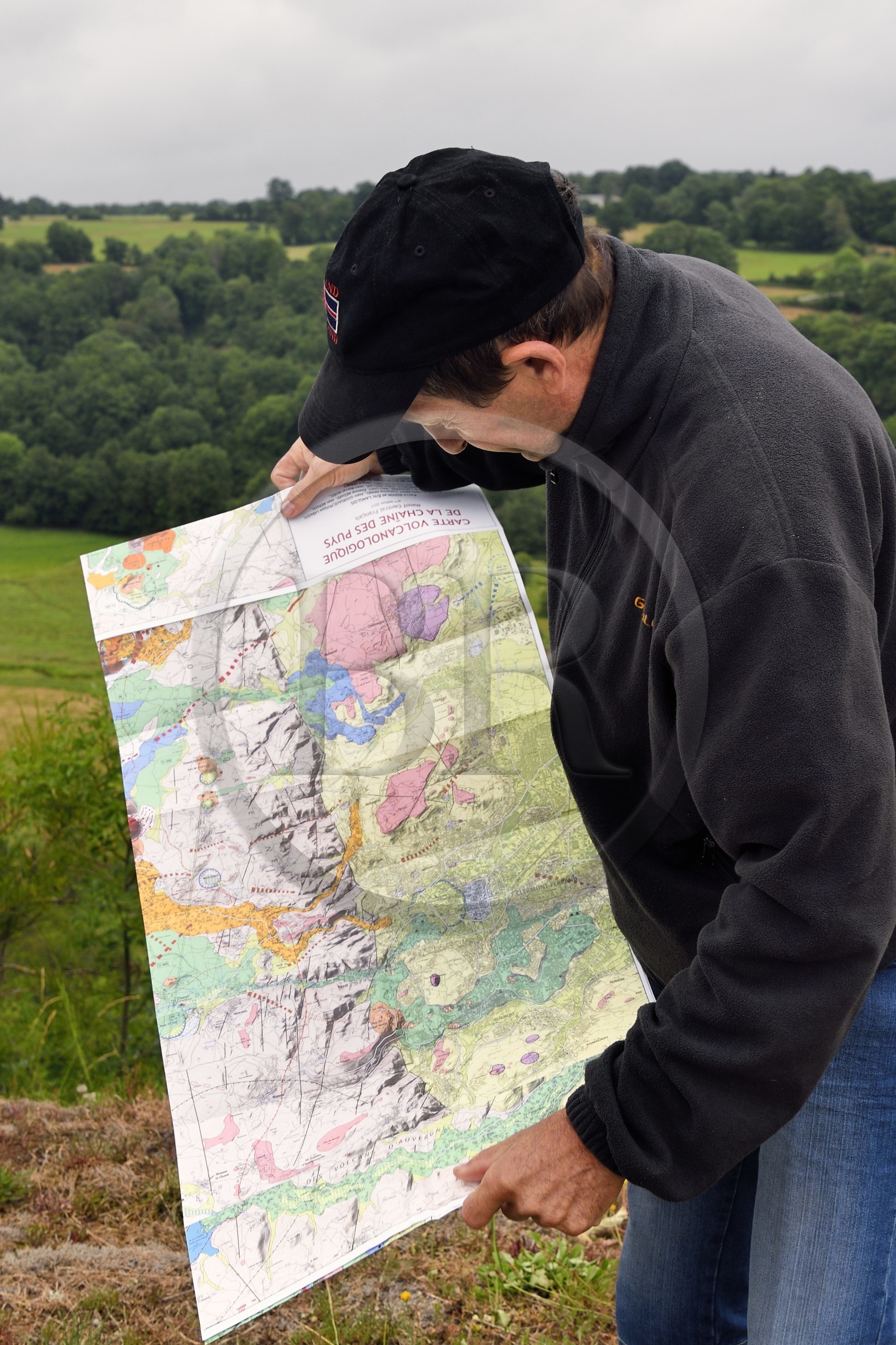 France, Puy de Dome, on the basalt mound of Saint-Pierre-Le-Chastel, the agricultural engineer and geographer Yves Michelin, passionate about history and paleontology, is also the author of books and one of the actors in the classification of the Chaîne des Puys and the Faille de Limagne as World Heritage by Unesco