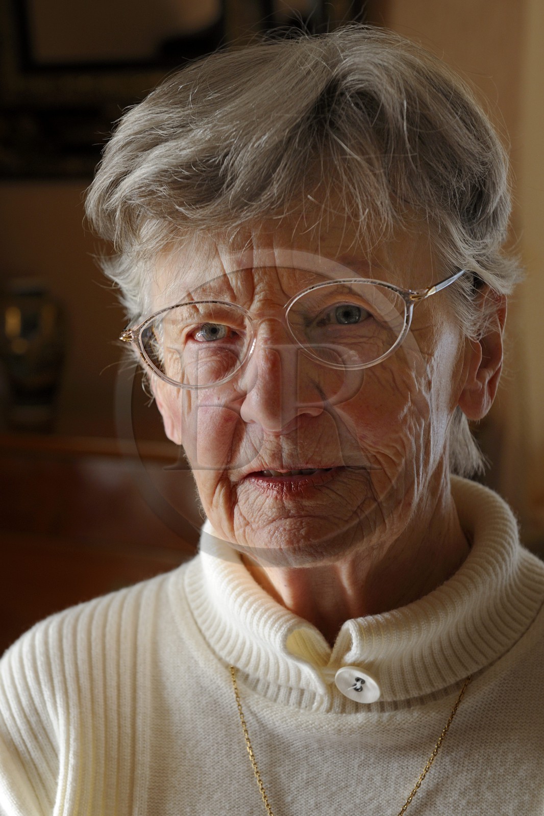 France, Manche (50), Cotentin, Saint-Lô, Mireille François témoin des bombardements de 1944