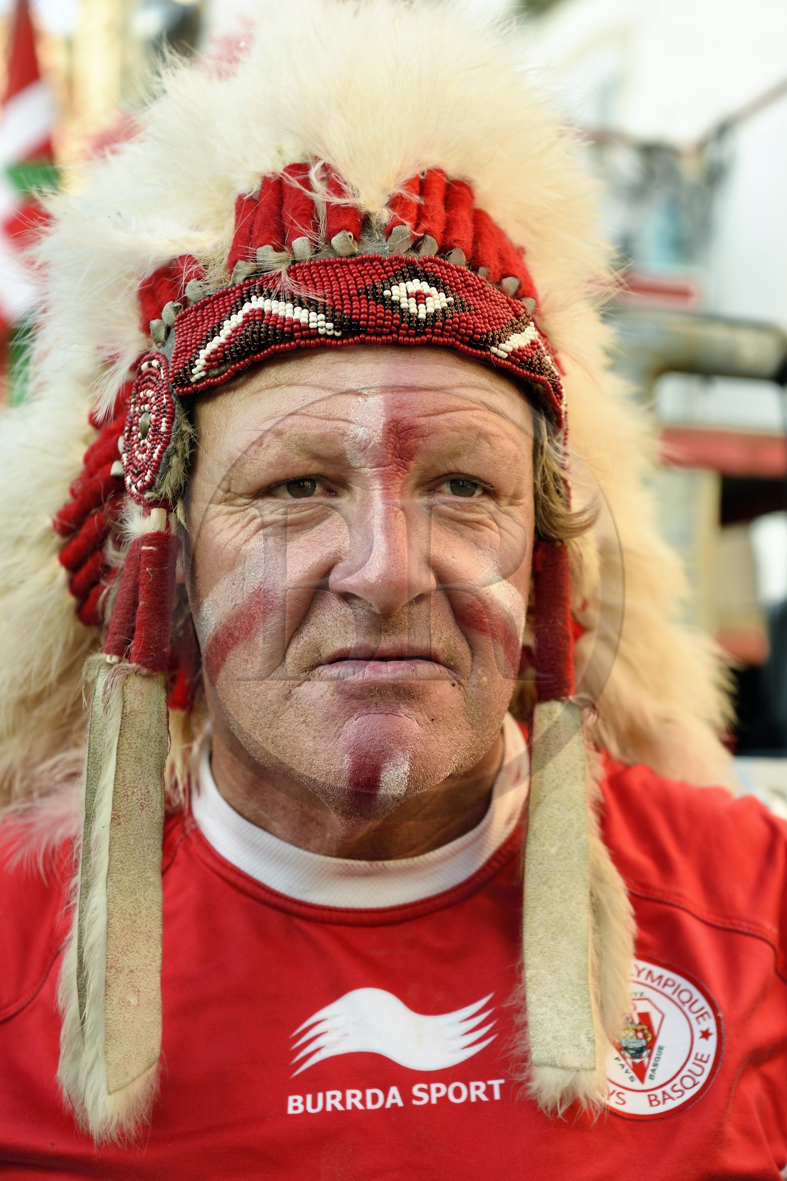 France, Pyrenees Atlantiques, Basque Country, Bayonne, show before a derby from Robert Rabagny called Geronimo, former mascot of the Biarritz Olympique rugby club