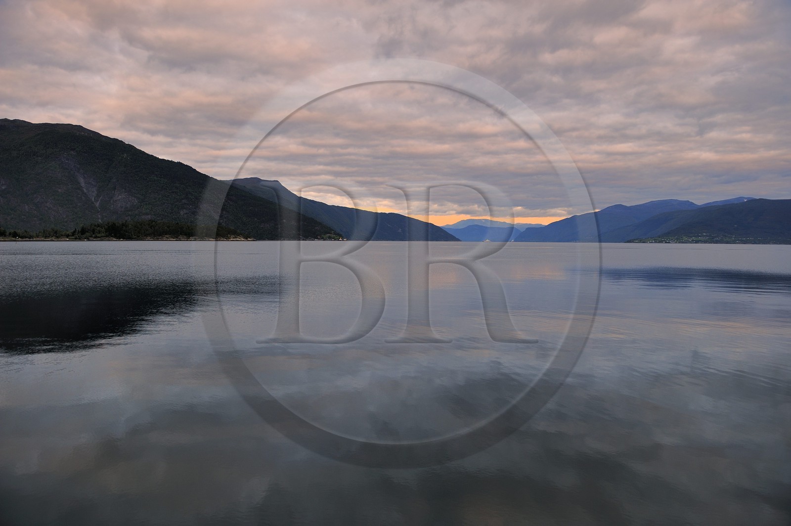 Norway, Sogn Og Fjordane County, Balestrand, the Sognefjorden and Bleia Mountain (1718m) in the background