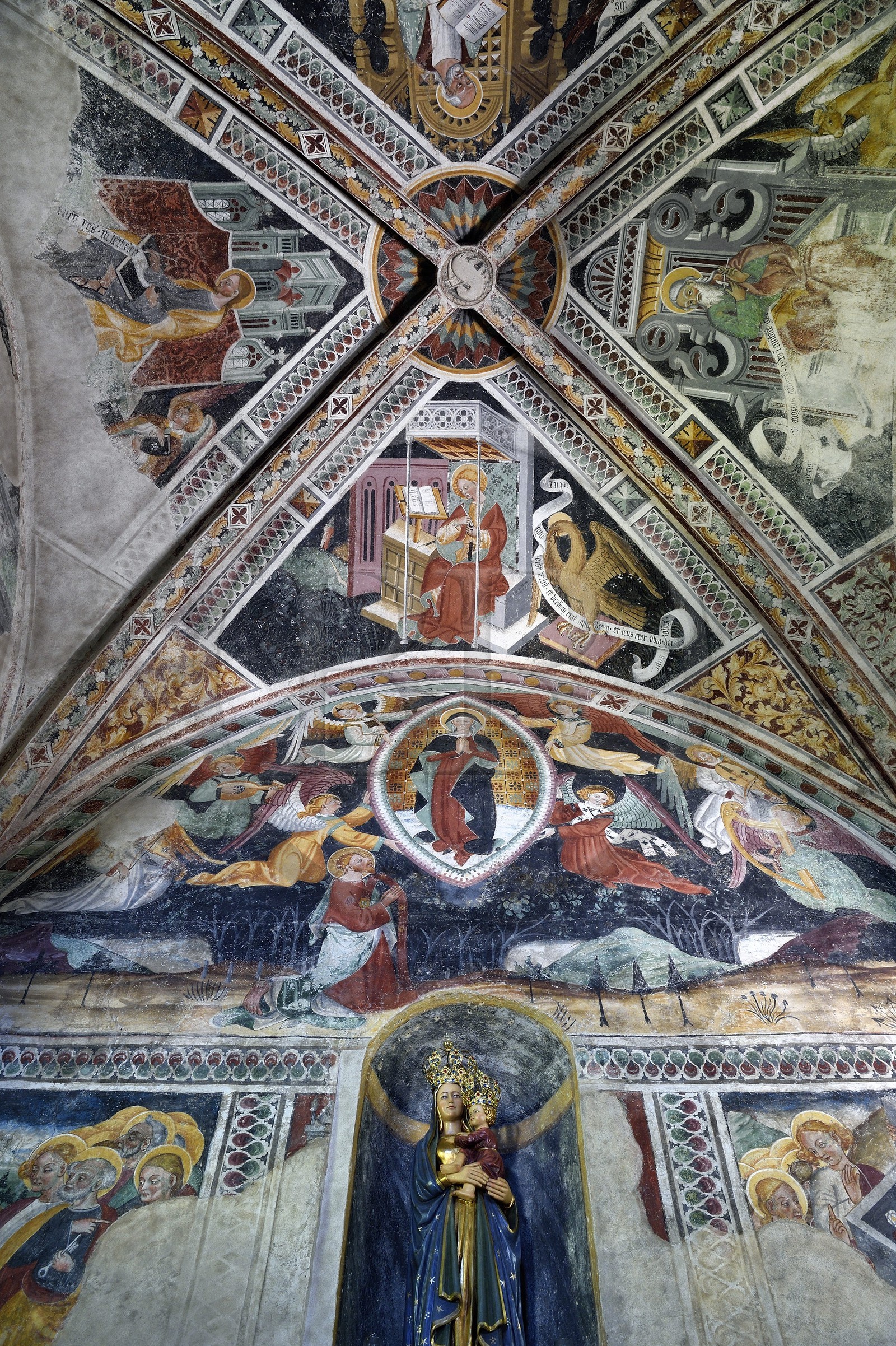 France, Alpes-Maritimes (06), vallée de la Roya, La Brigue, chapelle de Notre-Dame-des-Fontaines, fresques du coeur du XVe siècle attribuées à Giovanni Baleison