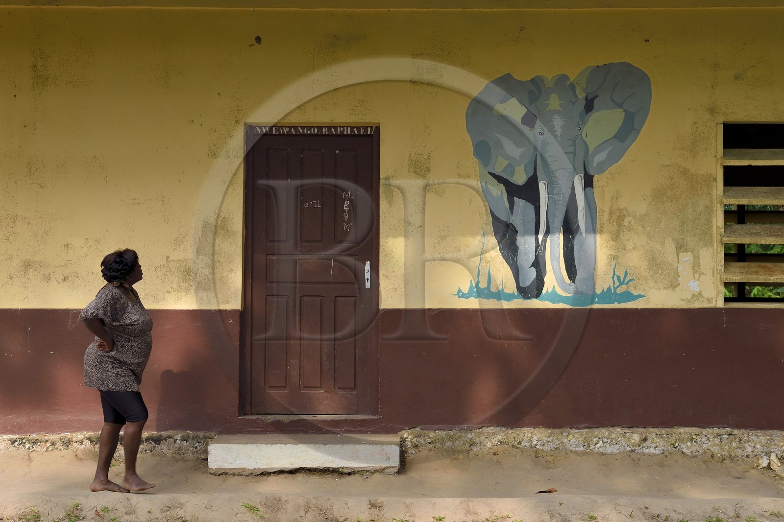 Gabon, province de Ogooué- Maritime, région de Omboué, lagune Fernan Vaz (Nkomi), la mission Sainte-Anne, salle de classe