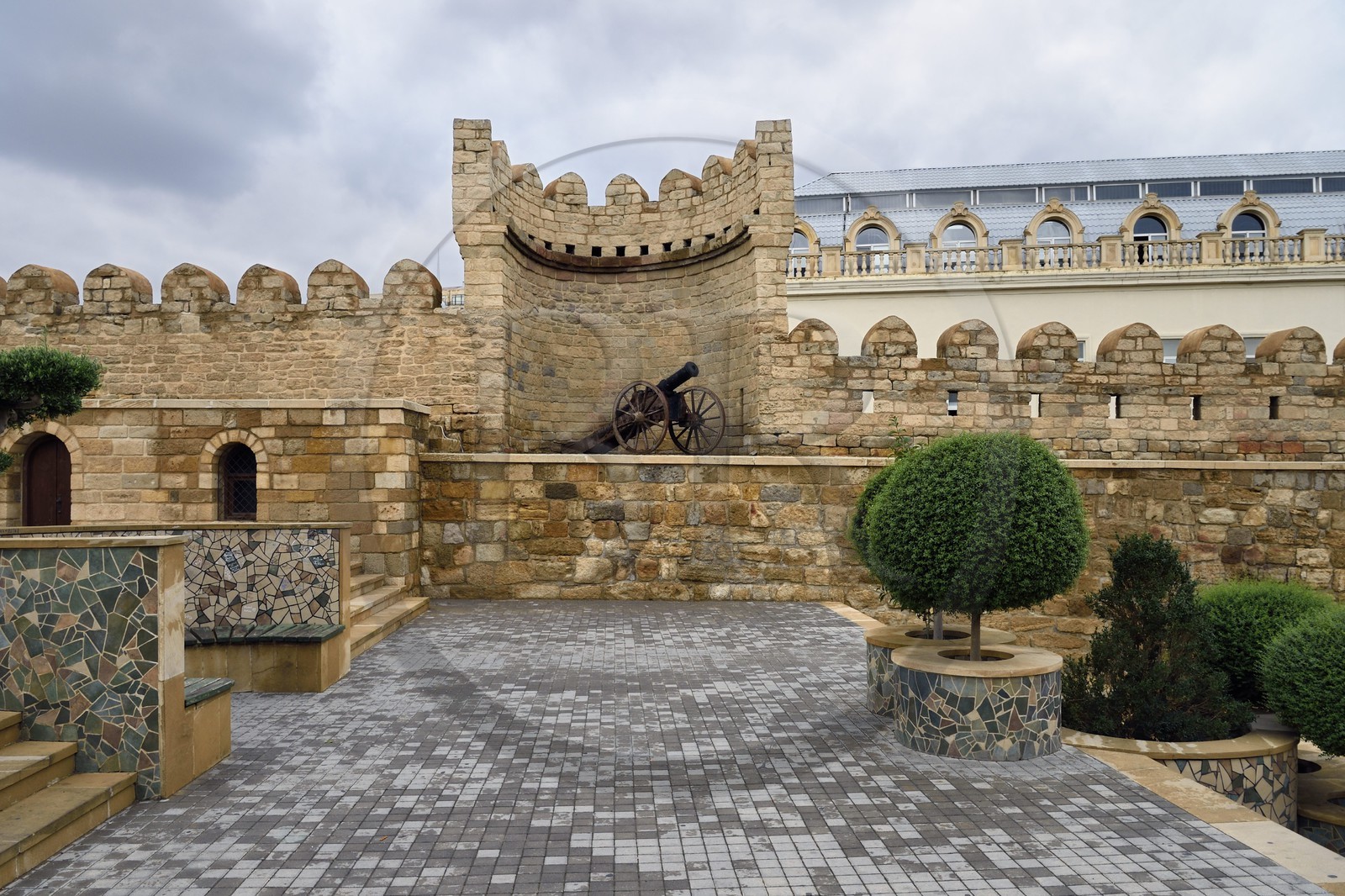 Azerbaijan, Baku, Old City, listed as World heritage by UNESCO, cannon on the ramparts