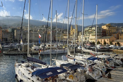 France, Haute Corse, Bastia, Terra-Vecchia district, the harbour overlooked by St Jean Baptiste Church