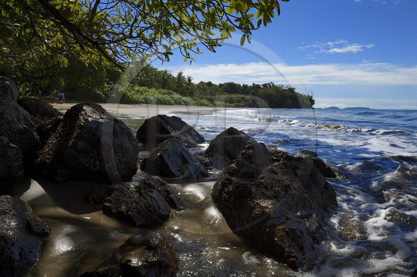 Panama, province de Chiriqui, Parc national marin du Golfe de Chiriqui, Isla Palenque, la plage sud de playa Palenque