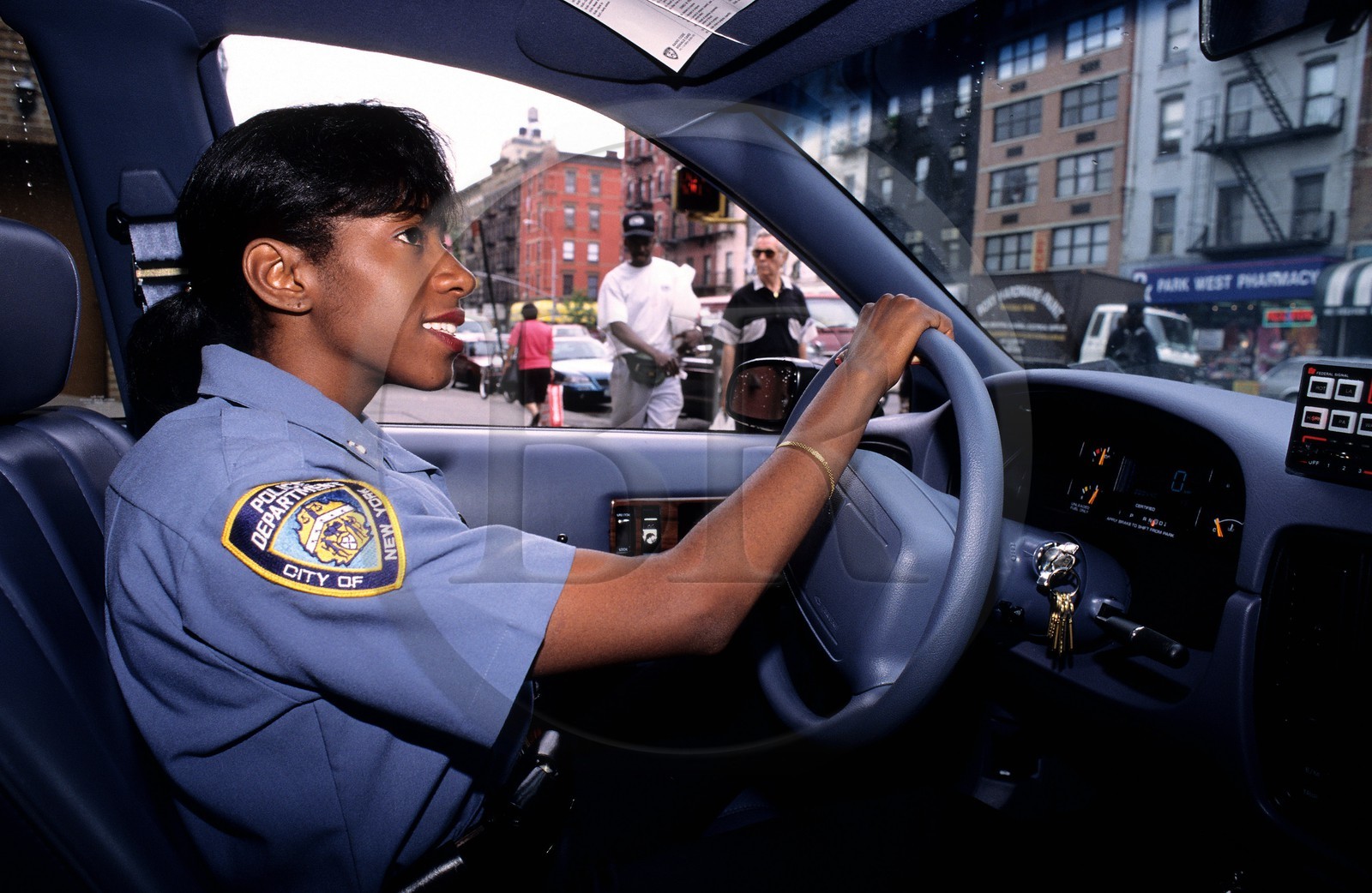 United States, New York City, Manhattan, Upper West Side, police officer Tricia Braxton on patrol