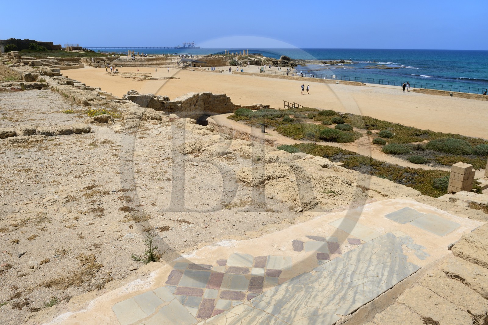 Israël, district d'Haifa, Césarée (Caesarea Maritima), ruines de Césarée, l'hippodrome romain