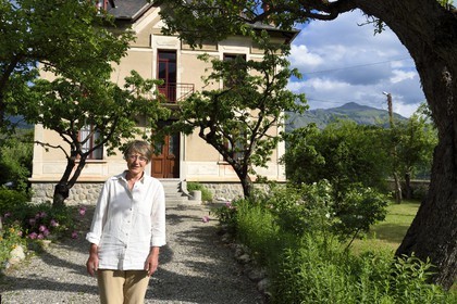 France, Alpes de Haute Provence, Ubaye valley, Jausiers, mexican villa known as Villa San Carlos, Sophie Meche-Fortoul granddaughter of Eugene Fortoul who emigrated to Mexico in the early 20th century