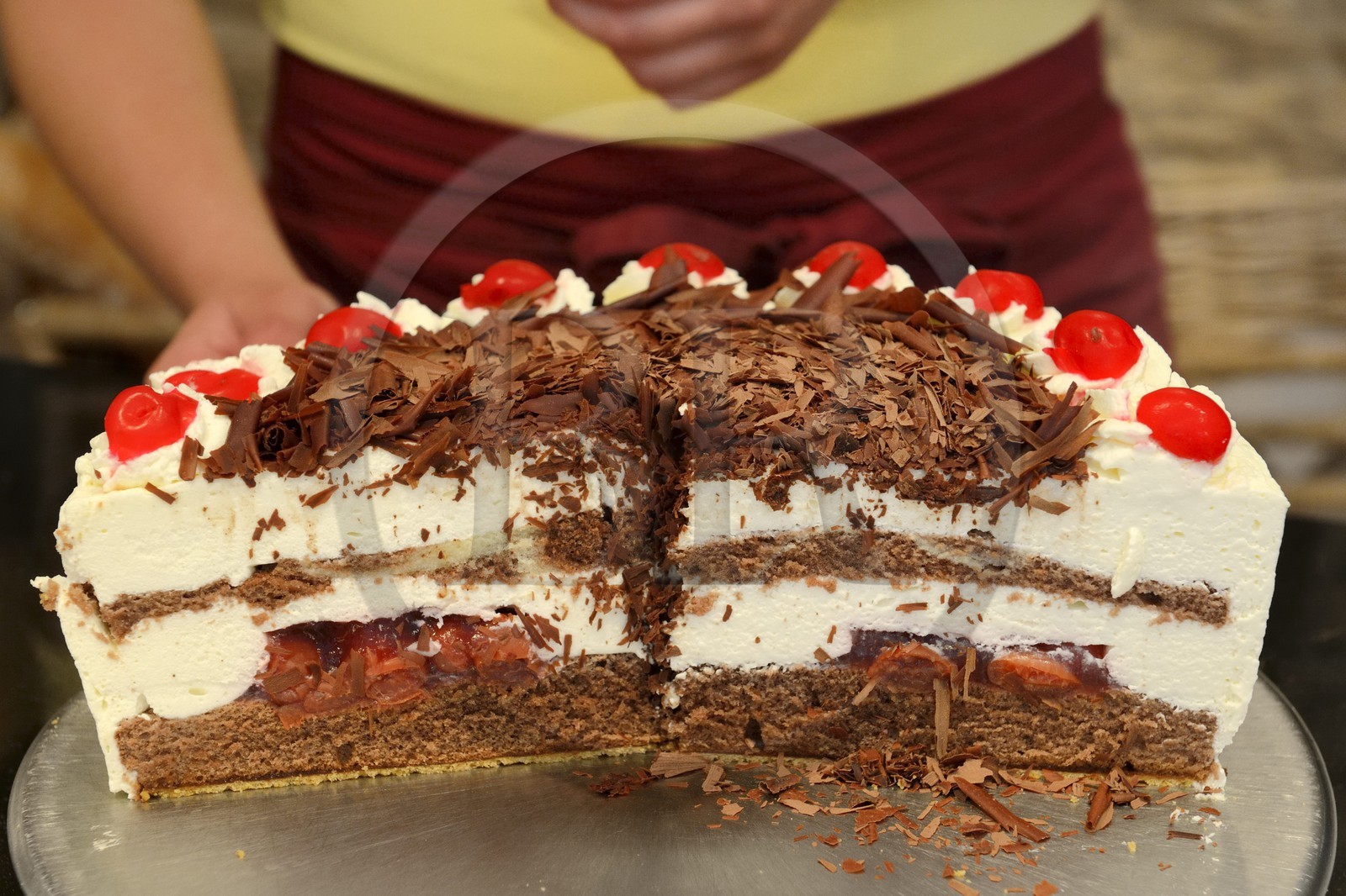 Allemagne, Bade-Wurtemberg, Durbach, gâteau Forêt Noire (Schwarzwälder Kirschtorte)