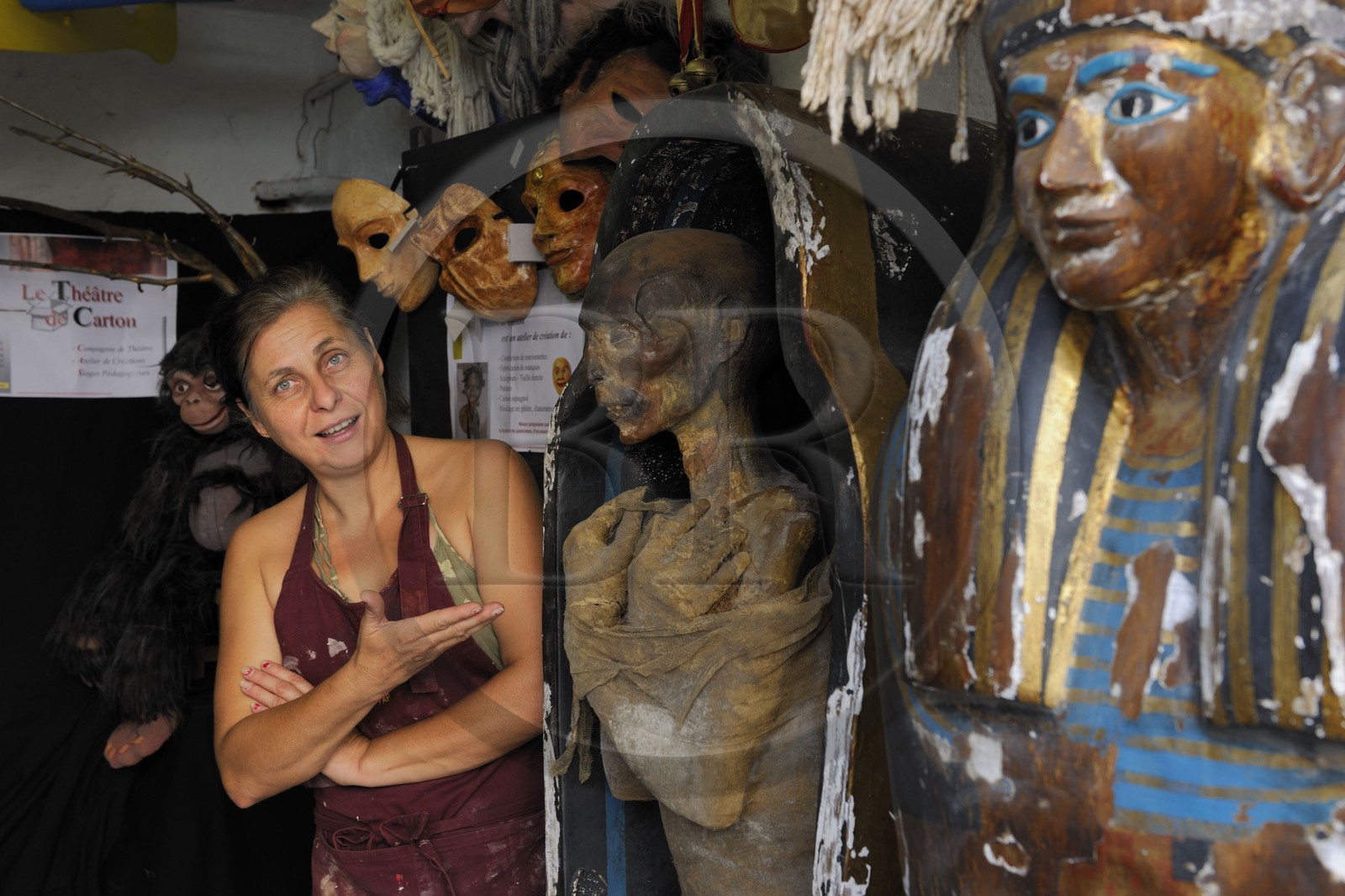France, Herault, Pezenas, old city, the Theatre of cardboard rue Montmorency from the theater props Rosario Alarcon Sanchez