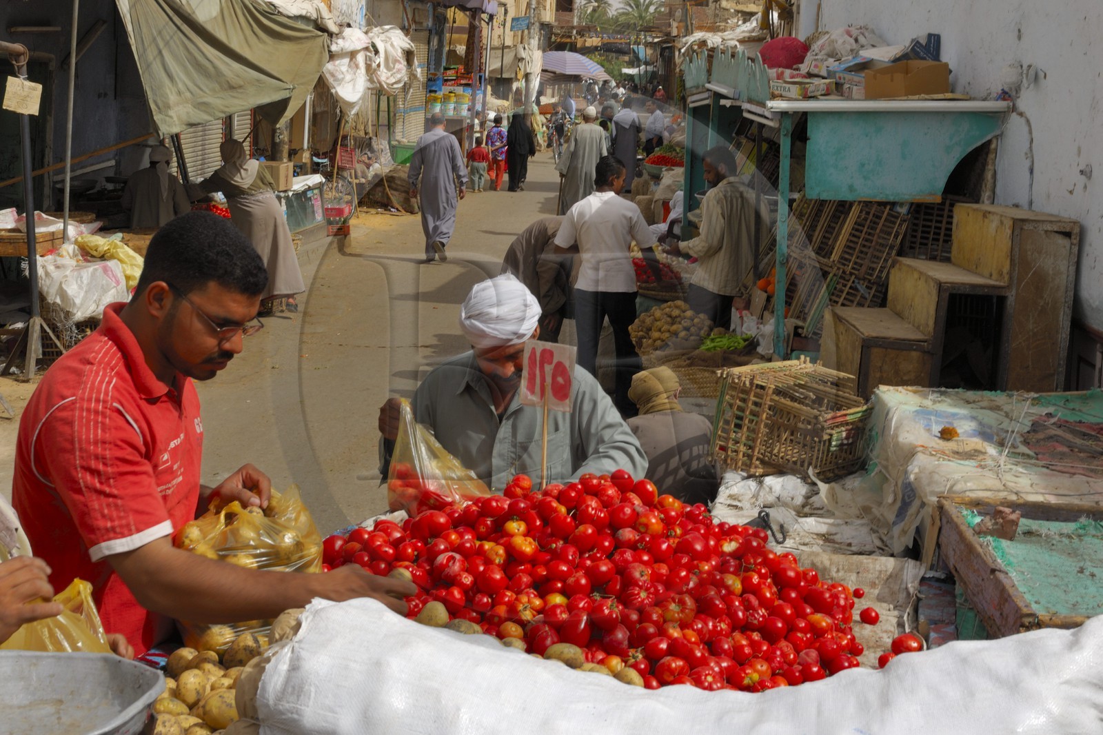 Egypt, Upper Egypt, Libyan Desert, Kharga Oasis, souk in Kharga Town