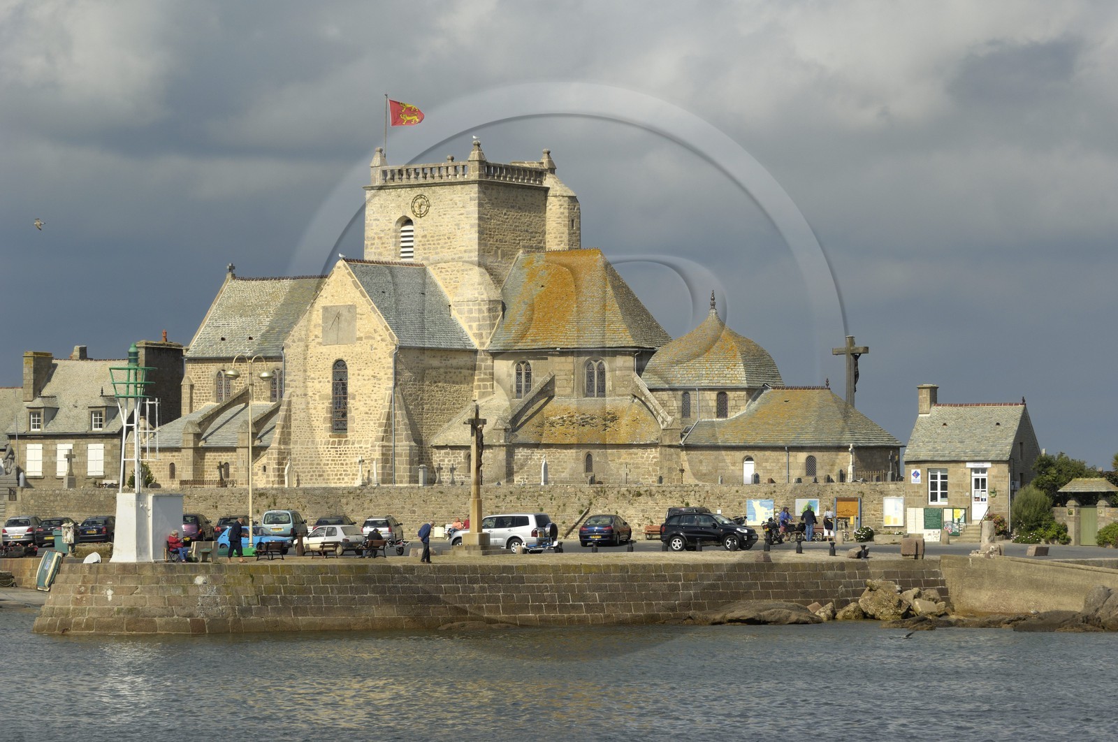 France, Manche, Val de Saire, Barfleur, labelled Les Plus Beaux Villages de France (The Most Beautiful Villages of France), port at high tide