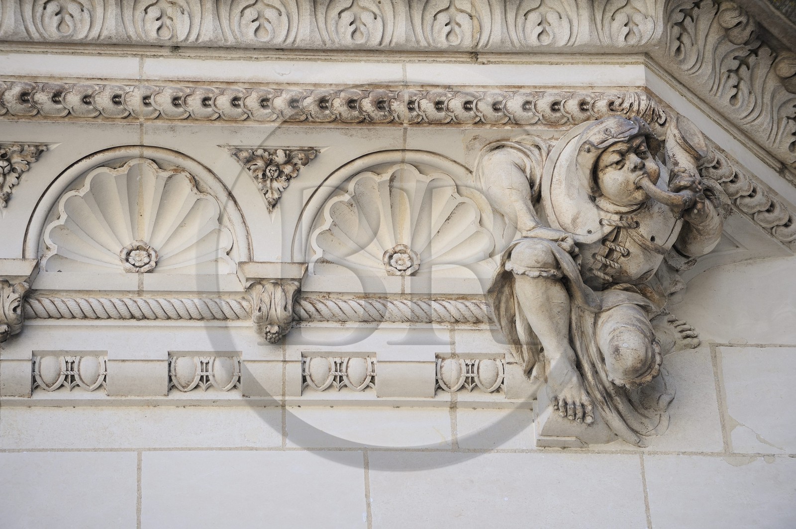 France, Loir et Cher, Loire Valley, listed as World Heritage by UNESCO, Chaumont sur Loire castle, detail of the facade of the court