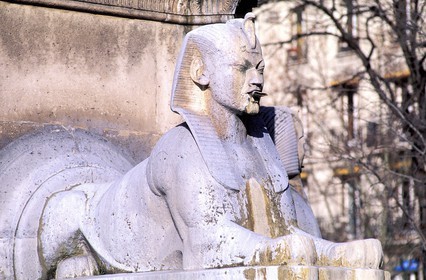 France, Paris, Châtelet square, one of the Sphinx of the fountain