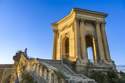 France, Hérault (34), Montpellier, centre historique appelé l’Ecusson, place Royale ou promenade du Peyrou, chateau d'eau monumental construit en 1768