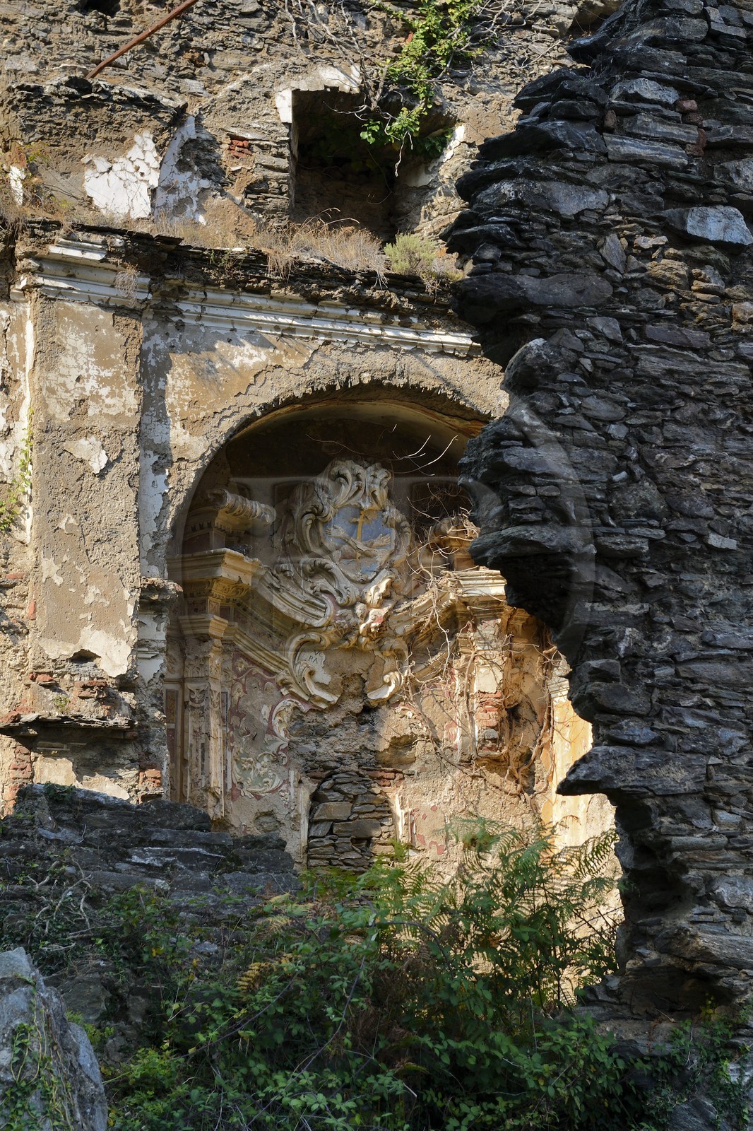 France, Haute Corse, Castagniccia, Piedicroce, Convent of St. Francis of Orezza (Saint-François d'Orezza) ruins