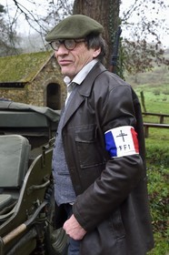 France, Eure, Sainte Colombe prés Vernon, Allied Reconstitution Group (US World War 2 and french Maquis historical reconstruction Association), the reenactor Jean-Yves Le Gall in partisan of the French Forces of the Interior (FFI)