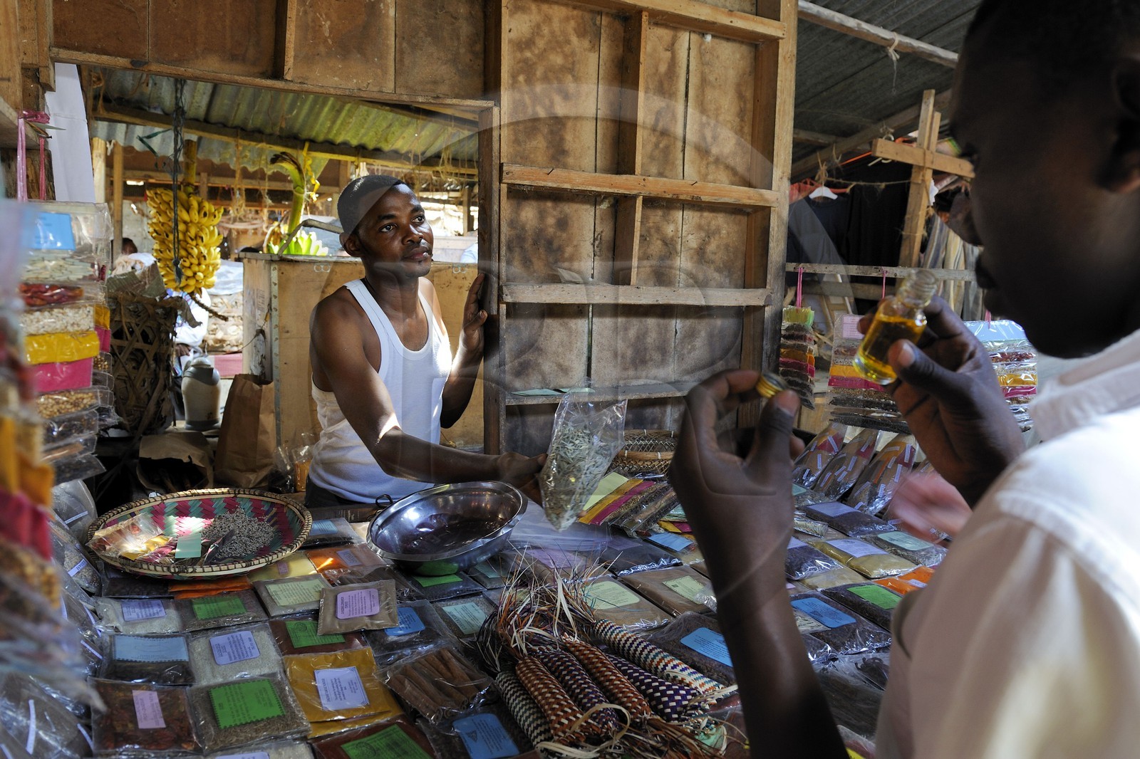 Tanzania, Zanzibar Archipelago, Unguja island (Zanzibar), Stone Town, listed as World Heritage by UNESCO, Darajani market, spice stall