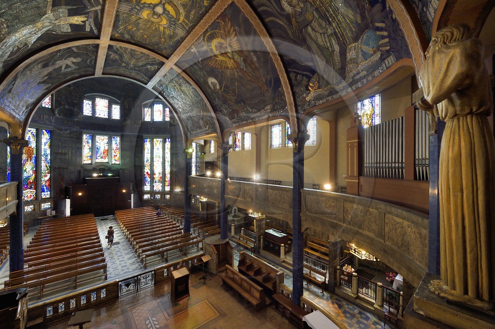 France, Allier (03), Vichy, Notre Dame des Malades (Our Lady of the Sick) church and Saint Blaise church, painted vault of the choir