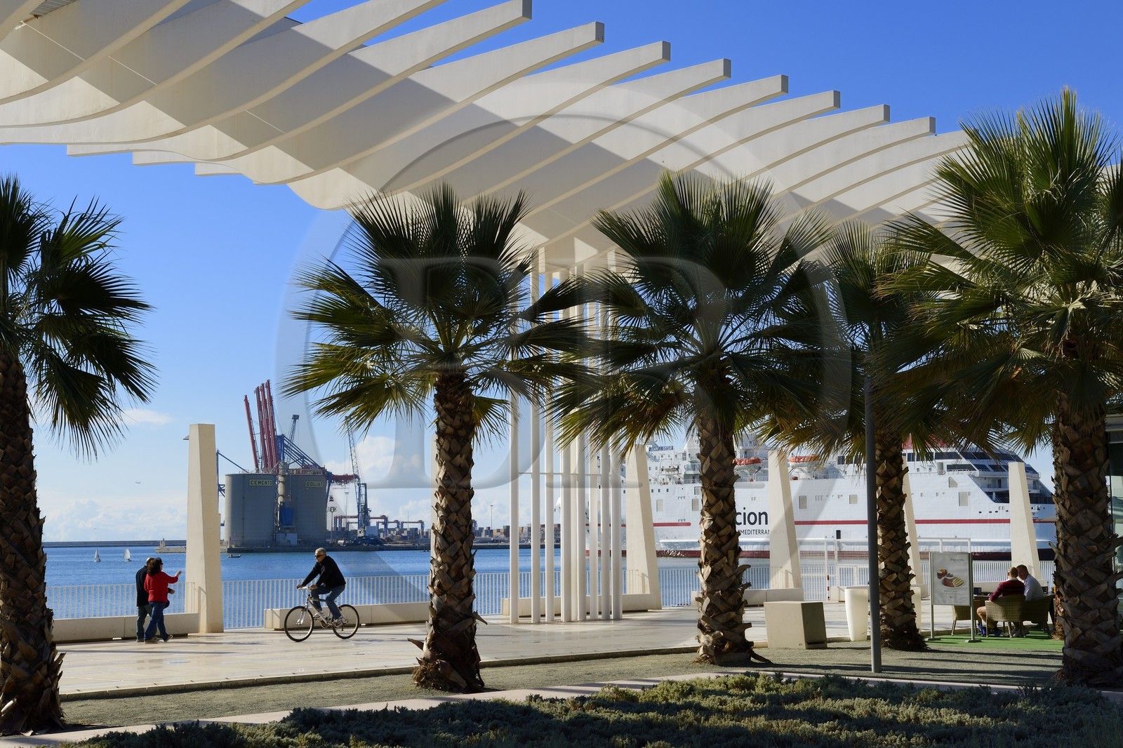 Spain, Andalusia, Malaga, the waterfront on the port, Palmeral de las Sorpresas