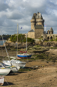 France, Ille et Vilaine, Cote d'Emeraude (Emerald Coast), Saint Malo, Saint-Servan district, the port and the Solidor Tower built in 1382, Cap-Hornier Long-Course International Museum