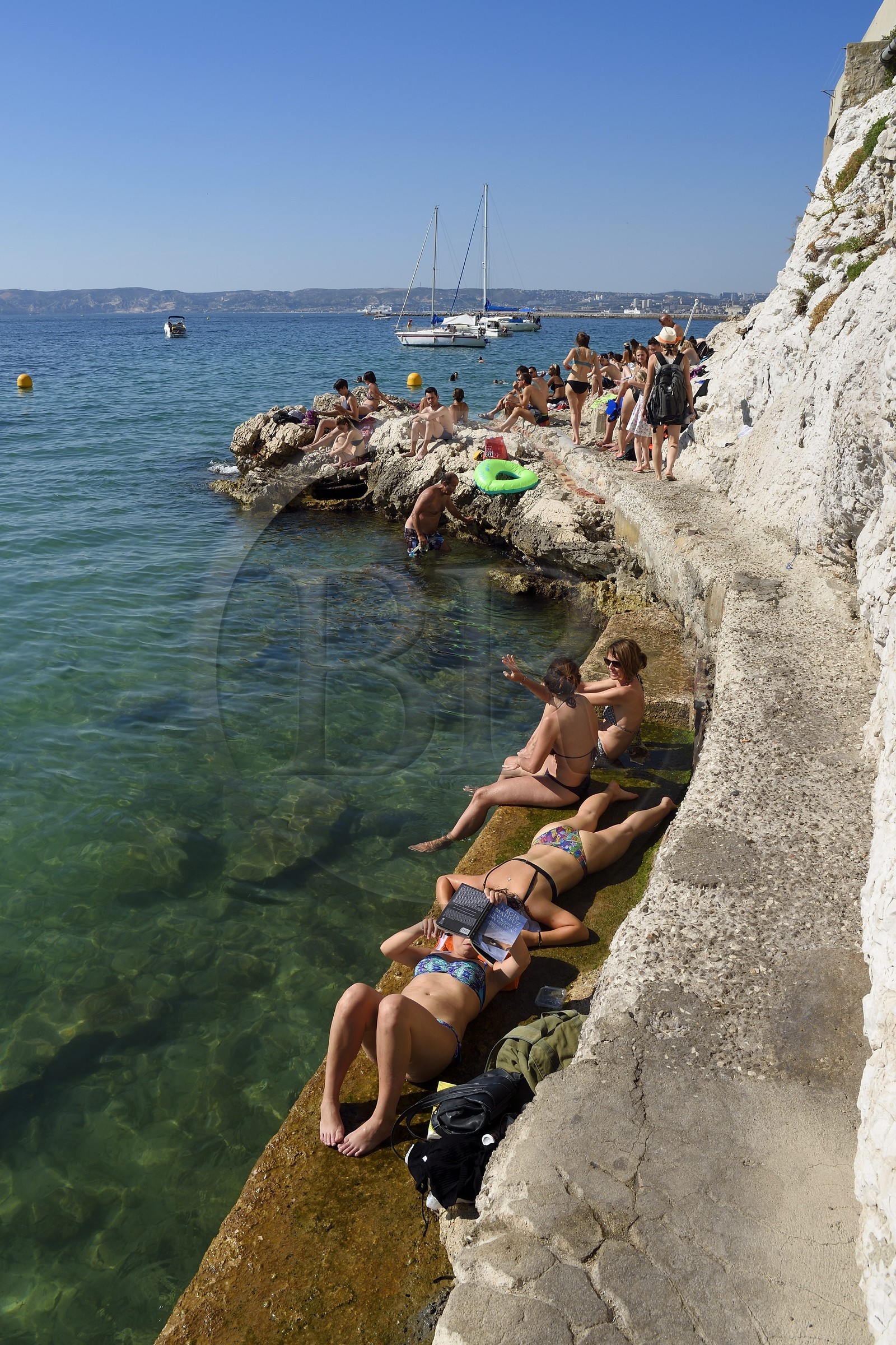 France, Bouches-du-Rhône (13), Marseille, quartier d'Endoume, Malmousque, petit port de l'Anse de Malmousque