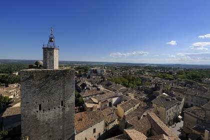 France, Gard, Uzes, Tour de l'Eveque seen from the Bermonde Tower from the Duke's castle