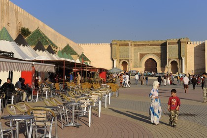 Morocco, Meknes Tafilalet Region, Meknes, Imperial City, medina listed as World Heritage by UNESCO, Bab El Mansour Gate between the imperial city and the medina on the Place El Hedime (or Lahdim).