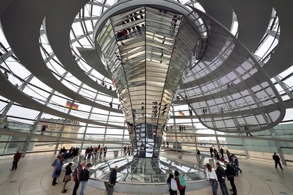 Germany, Berlin, Reichstag, Bundestag glass dome (German Parlement since 1999) by the architect Sir Norman Foster