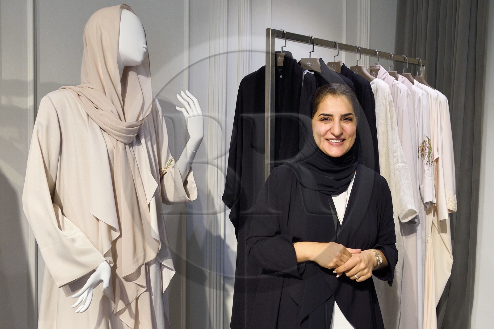 Sultanate of Oman, Muscat, Al-Athaiba district, haute couture boutique of Amal Al-Raisi, founder and fashion designer Amal Al-Raisi