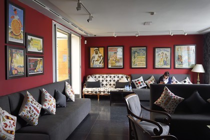 Maroc, Casablanca, salon de thé du musée Abderrahman Slaoui dit La Maison du Collectionneur