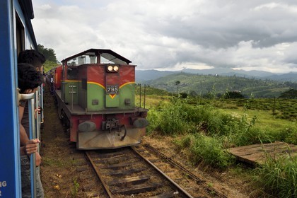 Sri Lanka, Central Province, the popular scenic train ride through the tea growing hill country between Hatton and Badulla, Great Western train station