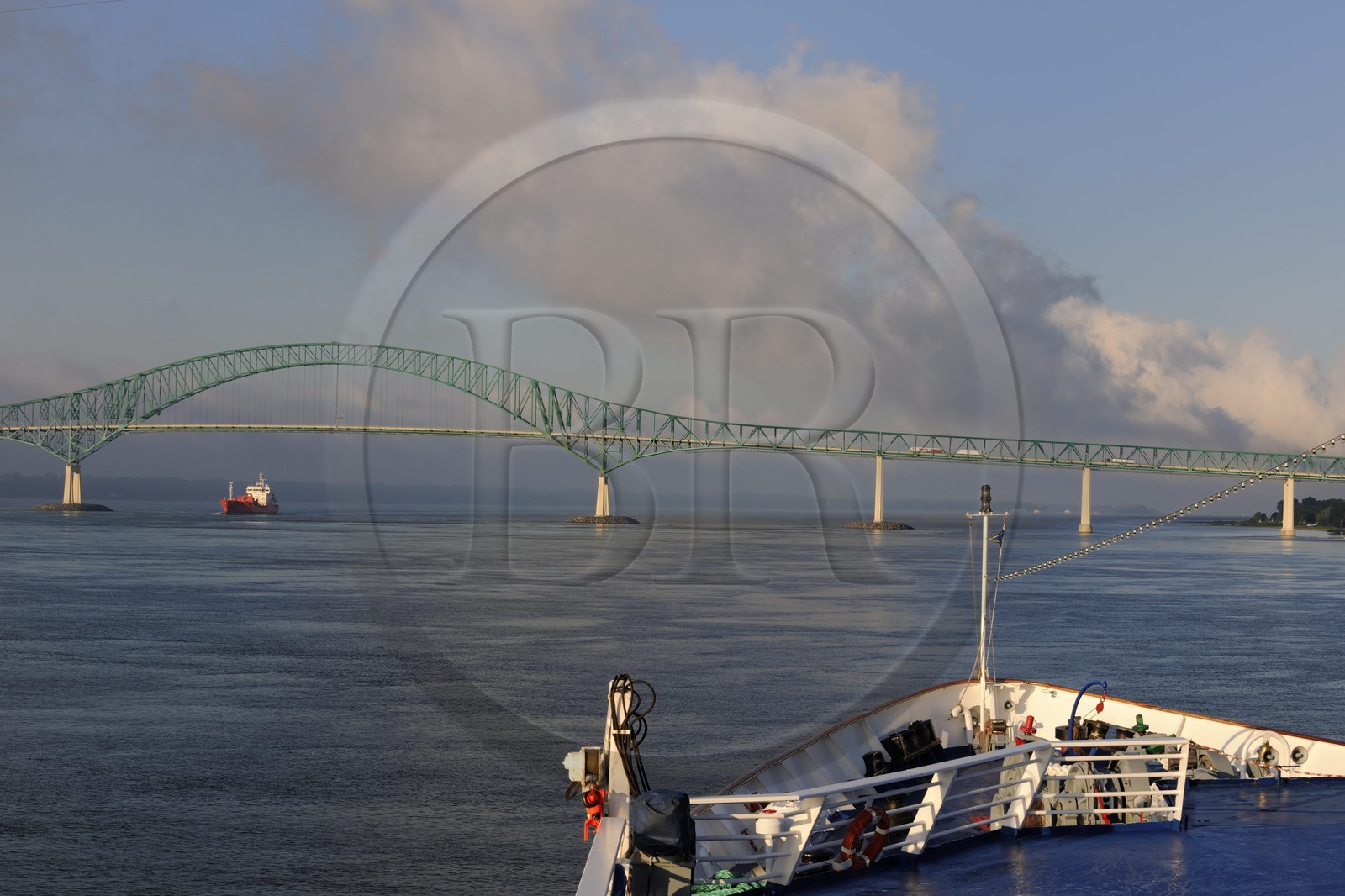 Canada, Quebec Province, bridge over Saint Lawrence River at Trois-Rivieres seen from cruise ship Princess Danae
