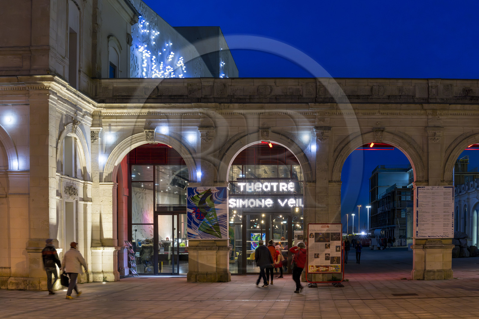 France, Loire-Atlantique (44), Saint-Nazaire, le Théatre, Théatre Simone Veil, scène nationale, réalisé par Karine Herman de l'agence K-architectures dans l'ancienne gare bombardée de la ville
