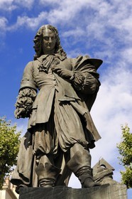France, Herault, Beziers, the statue of the creator of the Canal du Midi Pierre-Paul Riquet