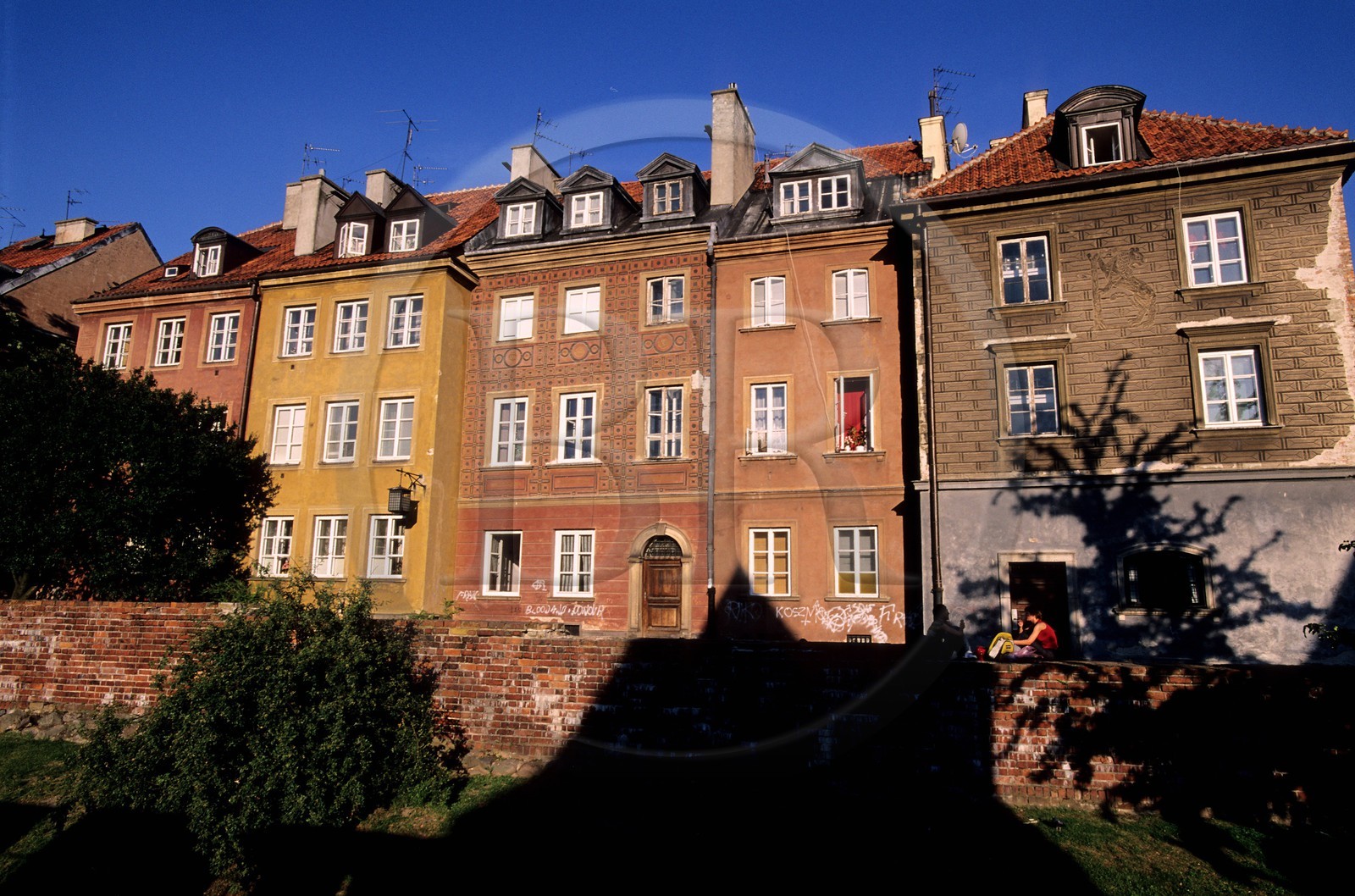 Poland, Warsaw, houses along the former ramparts of the old town