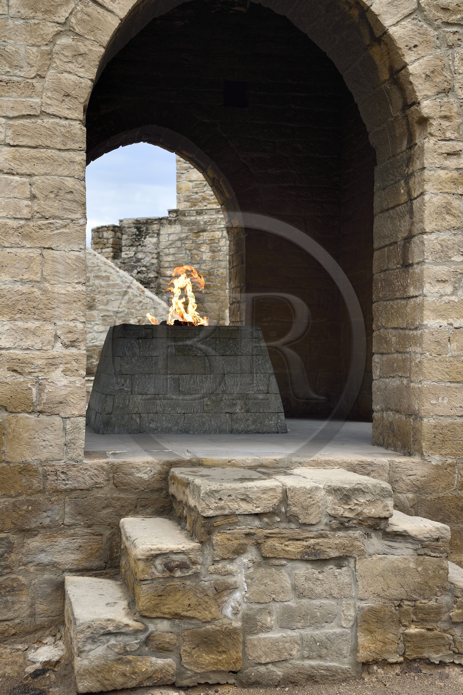 Azerbaïdjan, Bakou, Surakhany, Atashgah (Atechgah) ou Fire Temple (Temple du Feu), lieu de culte zoroastrien construit au XVIIIème siècle par une communauté indienne sur un site d'où sortait naturellement du gaz