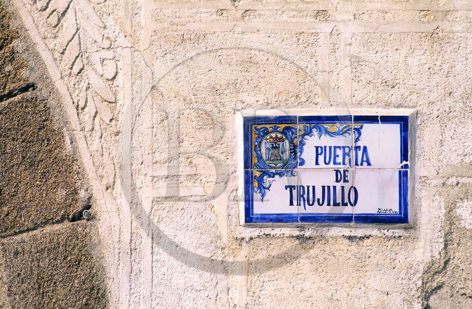 Spain, Estremadura, Plasencia, street plate