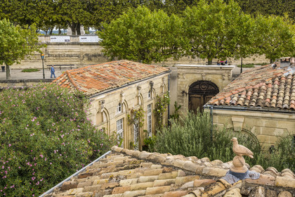 France, Herault, Montpellier, historic center called the Ecusson, The Hotel Haguenot, private mansion called Montpellier Folie from the second half of the 18th century, the entrance on the side of the Peyrou promenade and the orangery on the left