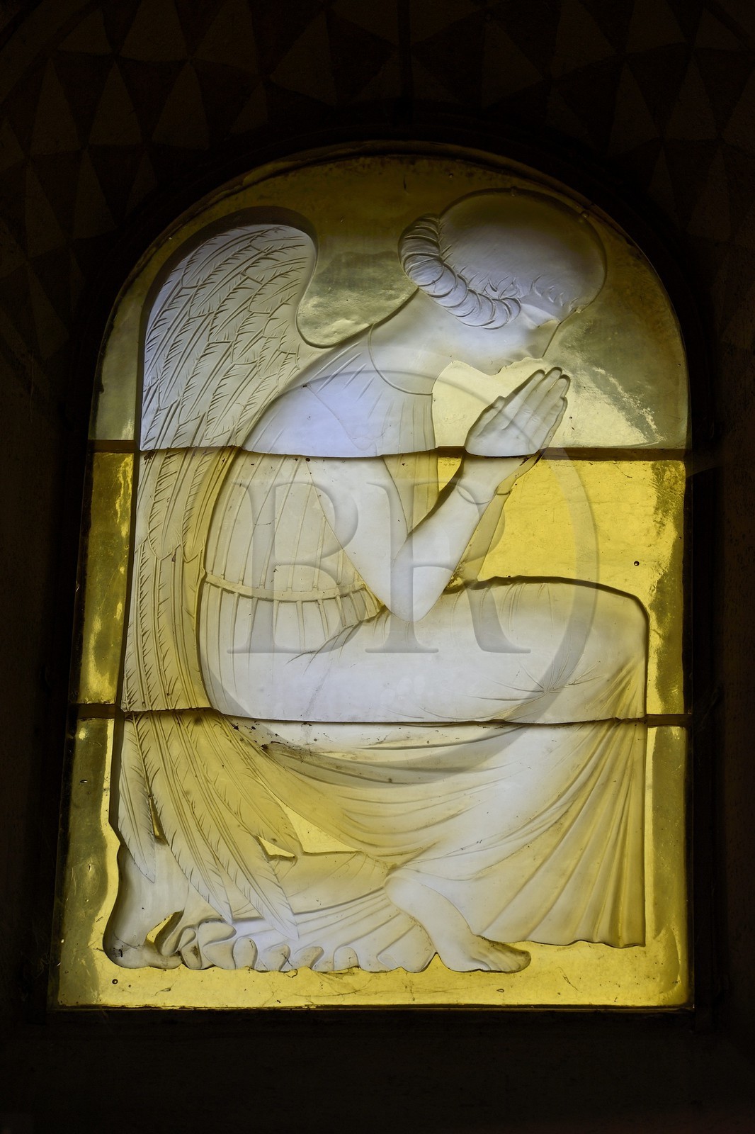 France, Marne (51), Reims, l’église Saint-Nicaise batie en 1923 dans la cité-jardin du Chemin Vert, René Lalique a créé les verrières représentant des anges