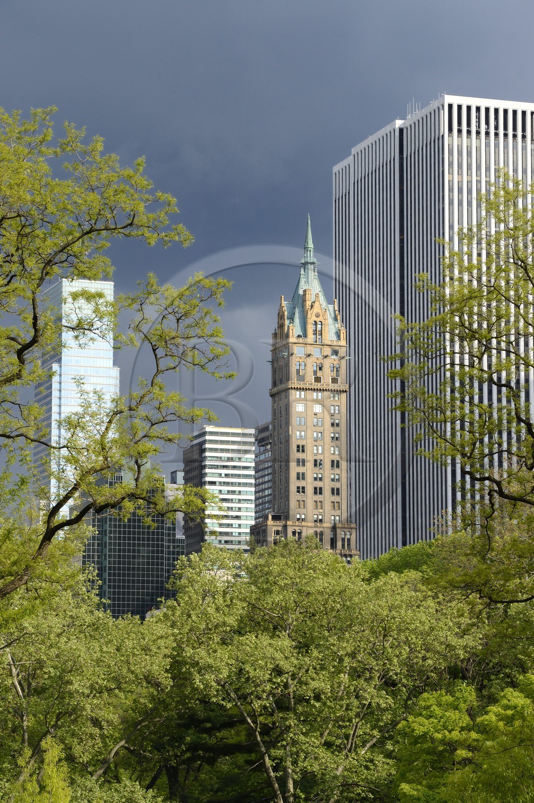 United States, New York City, Manhattan, Central Park, buildings on Central Park South