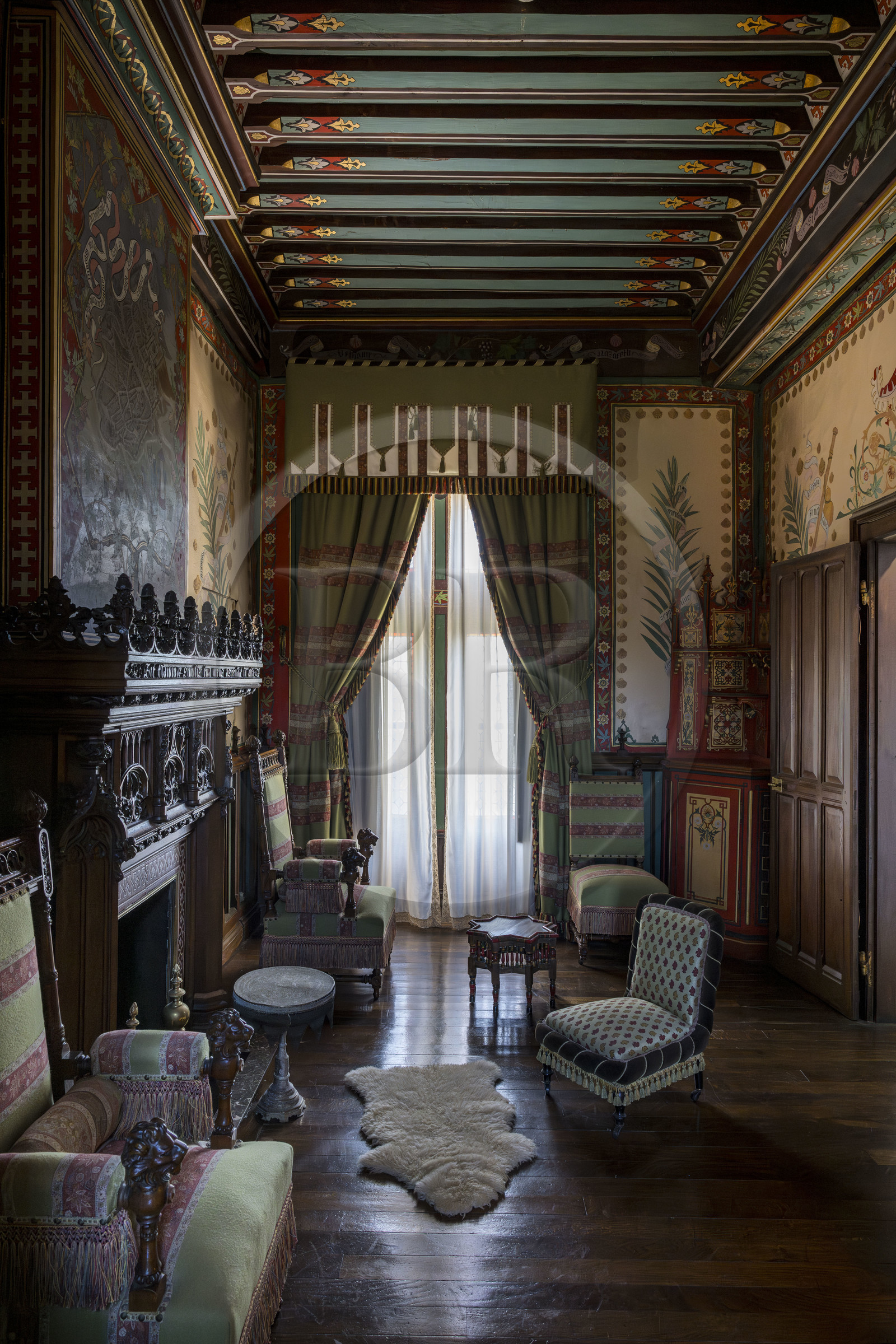 France, Pyrenees Atlantiques, Basque Country coast, Hendaye, Abbadia castle built in 1870 by Eugène Viollet-le-Duc for Antoine d'Abbadie d'Arrast, the jerusalem room