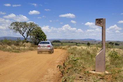 Brazil, Minas Gerais state, Carrancas area south of Sao Joao del Rei, a Gold road milestone (Gold Route, Estrada Real)