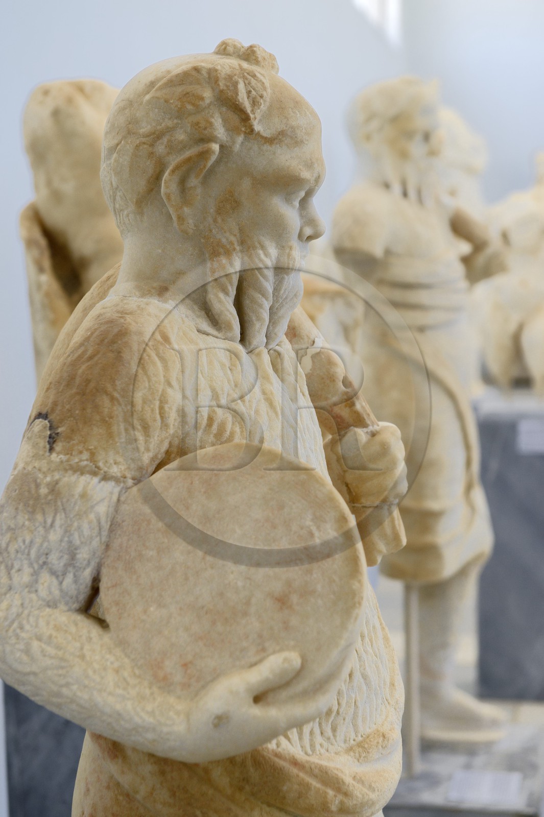 Greece, Cyclades islands, Delos, listed as World Heritage by UNESCO, the archaeological site of Delos, the archaeological museum, statue of an actor in the costume of Old Silenus, teacher of Dionysus
