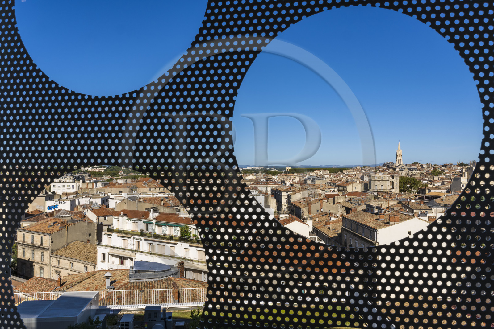 France, Hérault (34), Montpellier, le centre historique vu depuis l'immeuble le Belaroïa