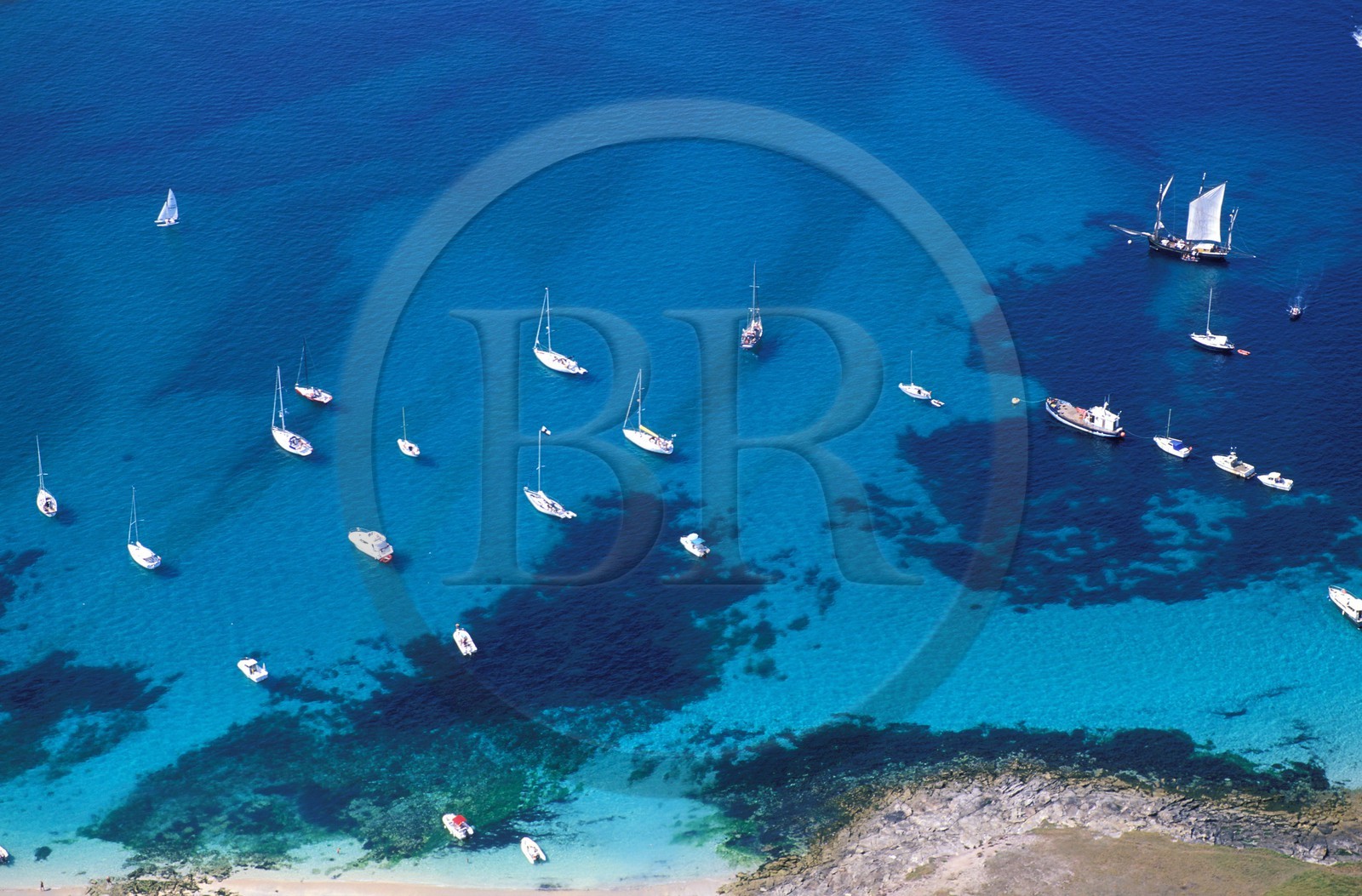 France, Finistere, Glenans archipelago (aerial view)
