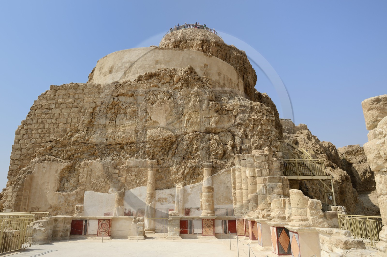 Israel, Negev Desert, Masada fortress, listed as World Heritage by UNESCO, northern Herod palace, the private residence extended down to three levels