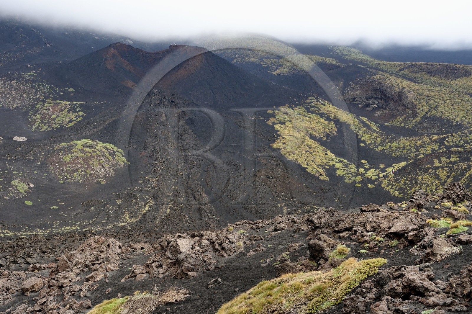 Italie, Sicile, Parc naturel régional de l’Etna, le Mont Etna, classé Patrimoine Mondial de l'UNESCO, cratère de l'éruption de 2001 non loin de la zone du refuge Sapienza